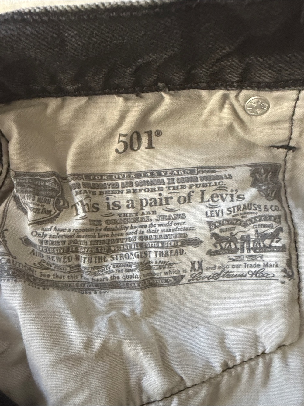 Levi's Black Distressed Denim Jean Shorts - Picture 3 of 7